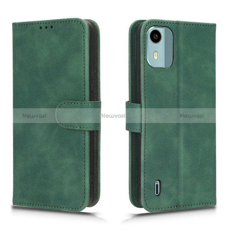 Leather Case Stands Flip Cover Holder L01Z for Nokia C12 Green