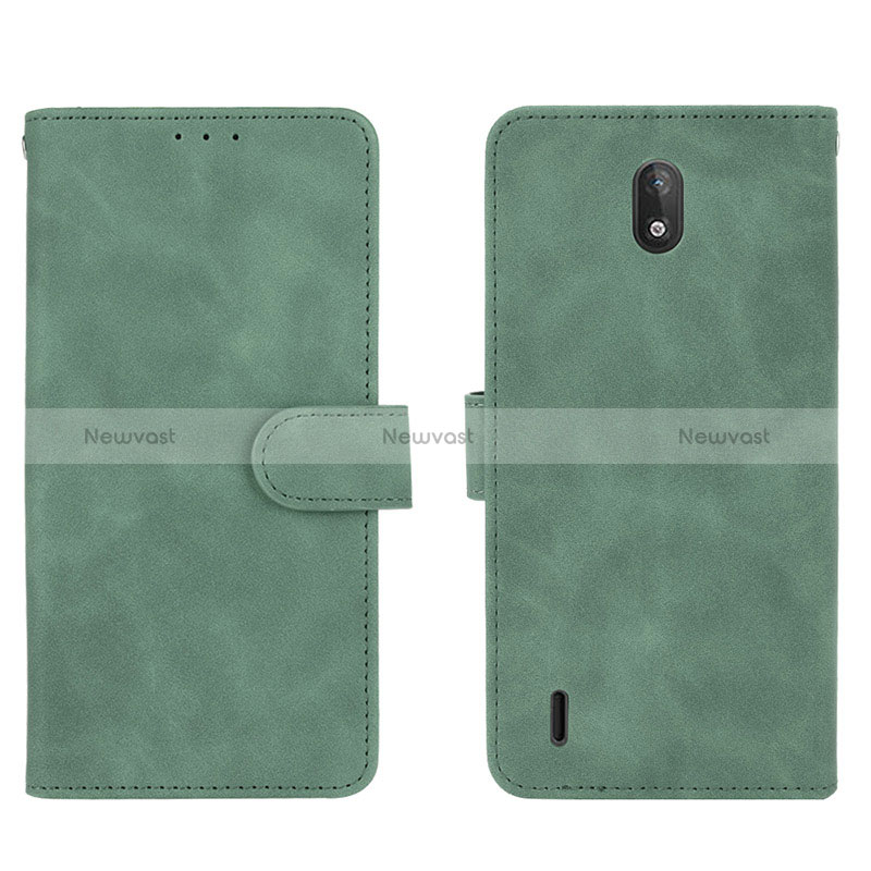 Leather Case Stands Flip Cover Holder L01Z for Nokia C2 Green