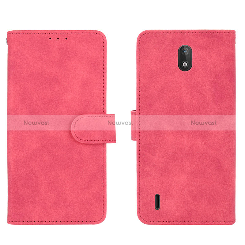 Leather Case Stands Flip Cover Holder L01Z for Nokia C2 Hot Pink