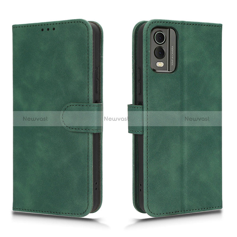 Leather Case Stands Flip Cover Holder L01Z for Nokia C210 Green