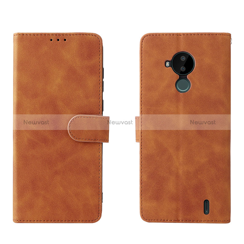 Leather Case Stands Flip Cover Holder L01Z for Nokia C30 Brown