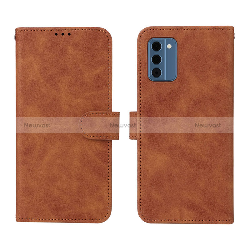 Leather Case Stands Flip Cover Holder L01Z for Nokia C300 Brown