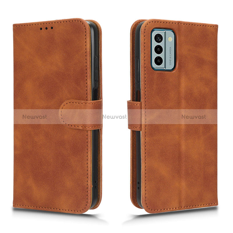 Leather Case Stands Flip Cover Holder L01Z for Nokia G22 Brown