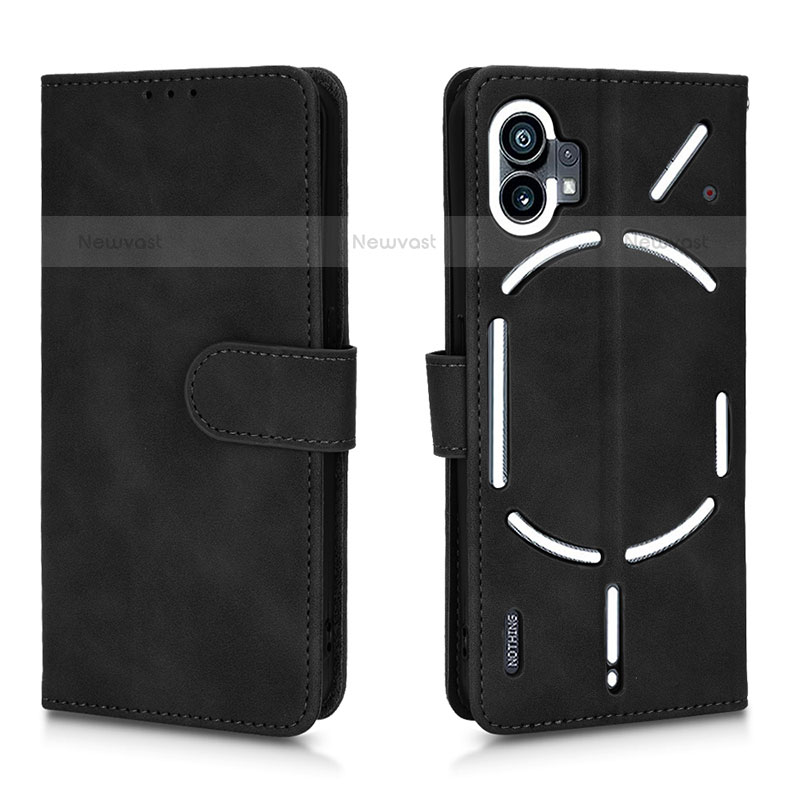 Leather Case Stands Flip Cover Holder L01Z for Nothing Phone 1 Black