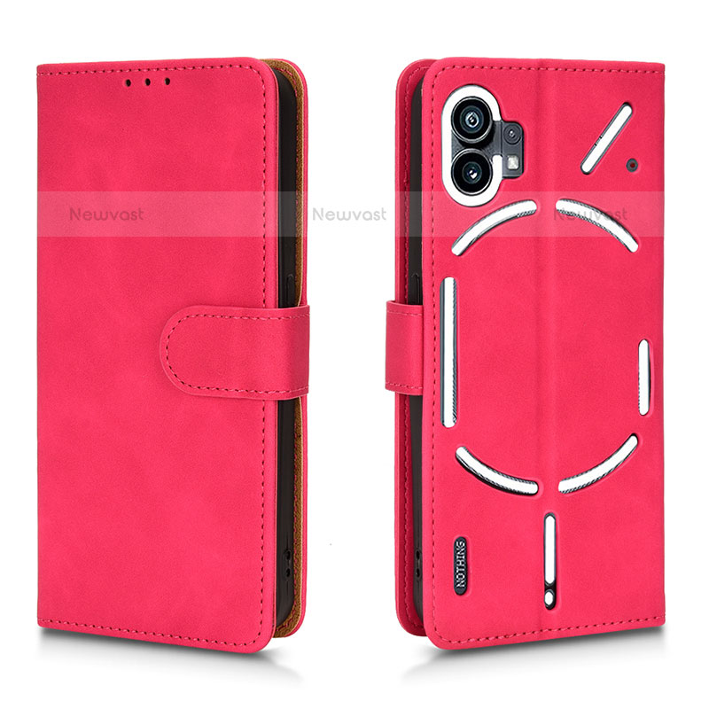 Leather Case Stands Flip Cover Holder L01Z for Nothing Phone 1 Hot Pink