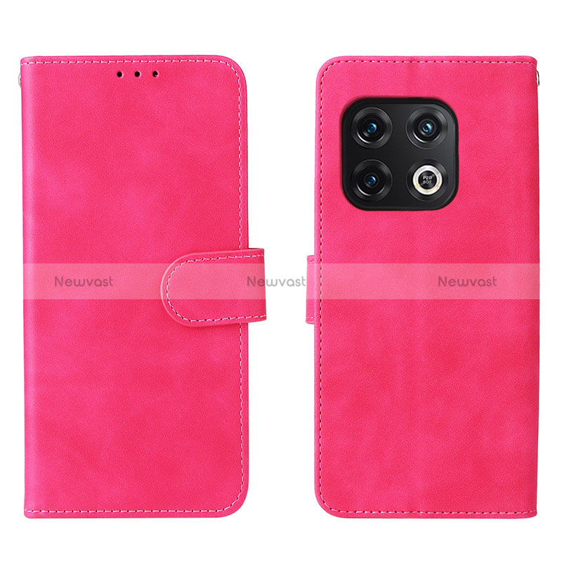 Leather Case Stands Flip Cover Holder L01Z for OnePlus 10 Pro 5G Hot Pink