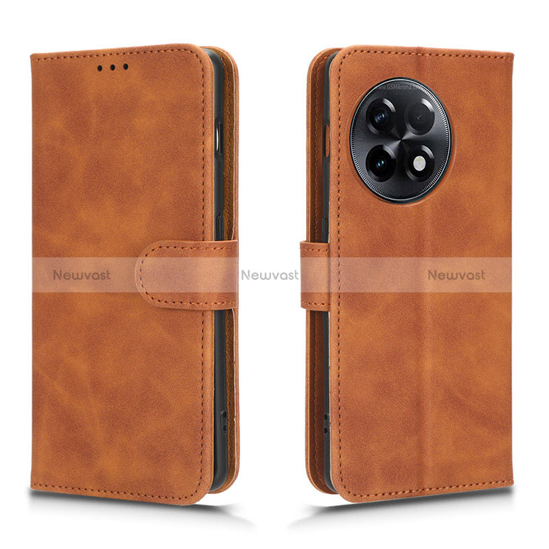 Leather Case Stands Flip Cover Holder L01Z for OnePlus 11R 5G Brown