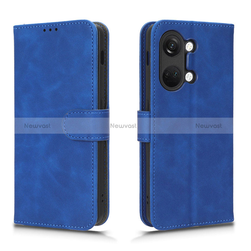 Leather Case Stands Flip Cover Holder L01Z for OnePlus Ace 2V 5G Blue