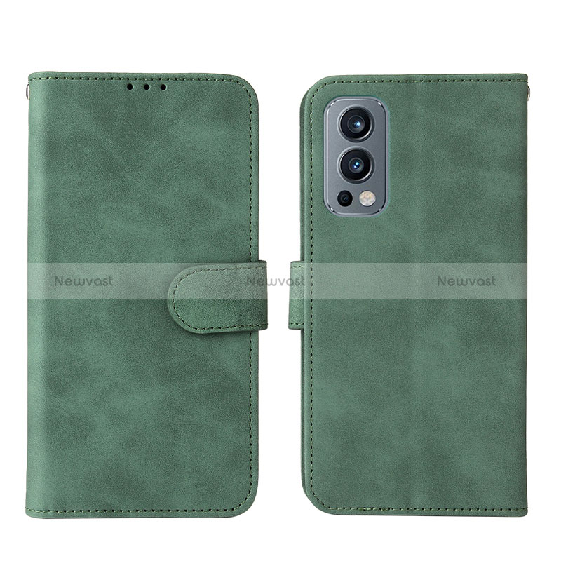 Leather Case Stands Flip Cover Holder L01Z for OnePlus Nord 2 5G Green