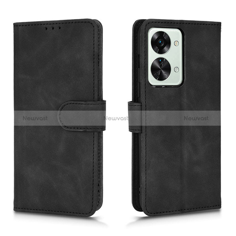 Leather Case Stands Flip Cover Holder L01Z for OnePlus Nord 2T 5G Black