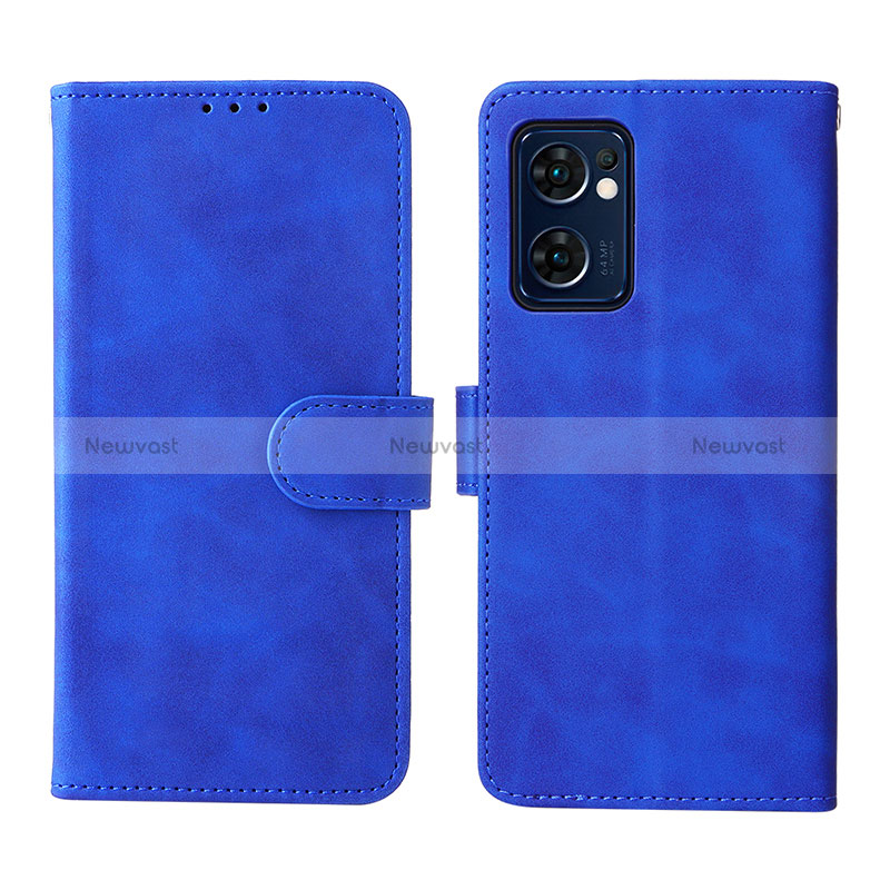 Leather Case Stands Flip Cover Holder L01Z for OnePlus Nord CE 2 5G Blue