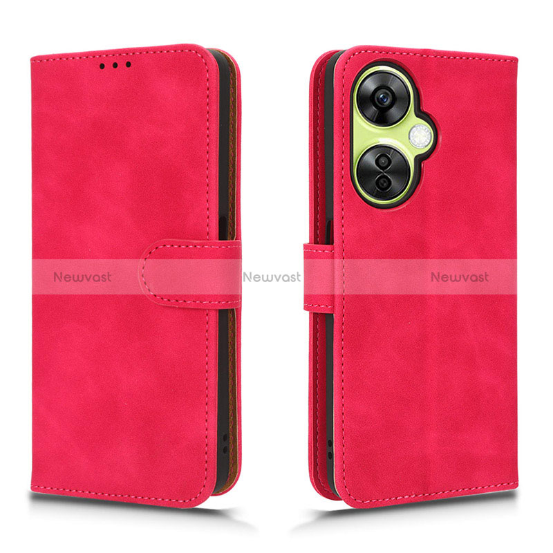 Leather Case Stands Flip Cover Holder L01Z for OnePlus Nord CE 3 5G Hot Pink