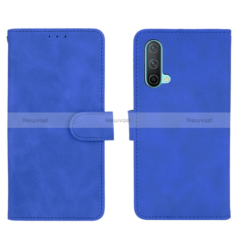 Leather Case Stands Flip Cover Holder L01Z for OnePlus Nord CE 5G Blue