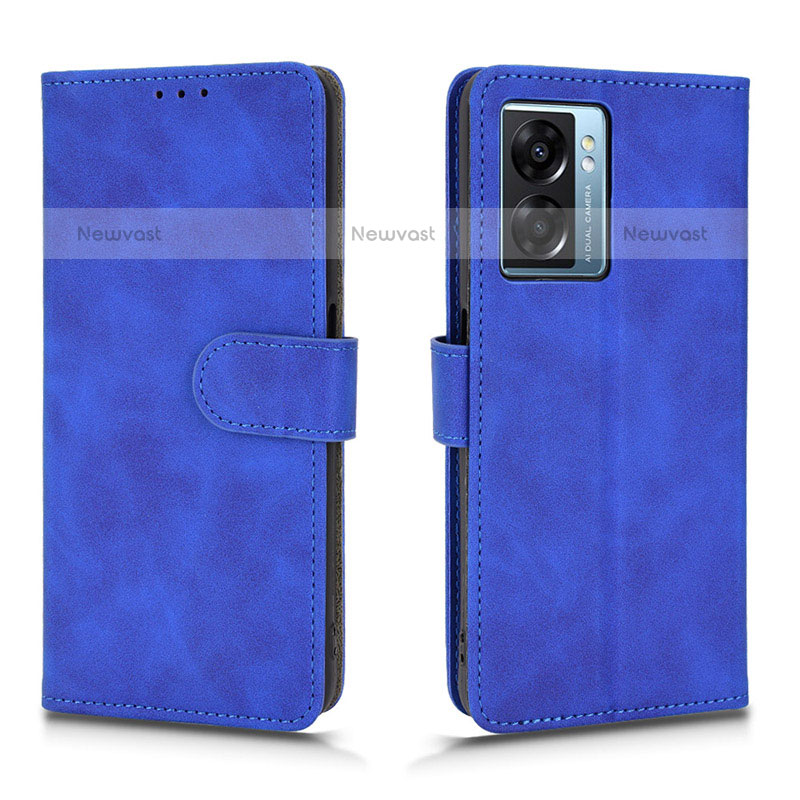 Leather Case Stands Flip Cover Holder L01Z for OnePlus Nord N300 5G Blue