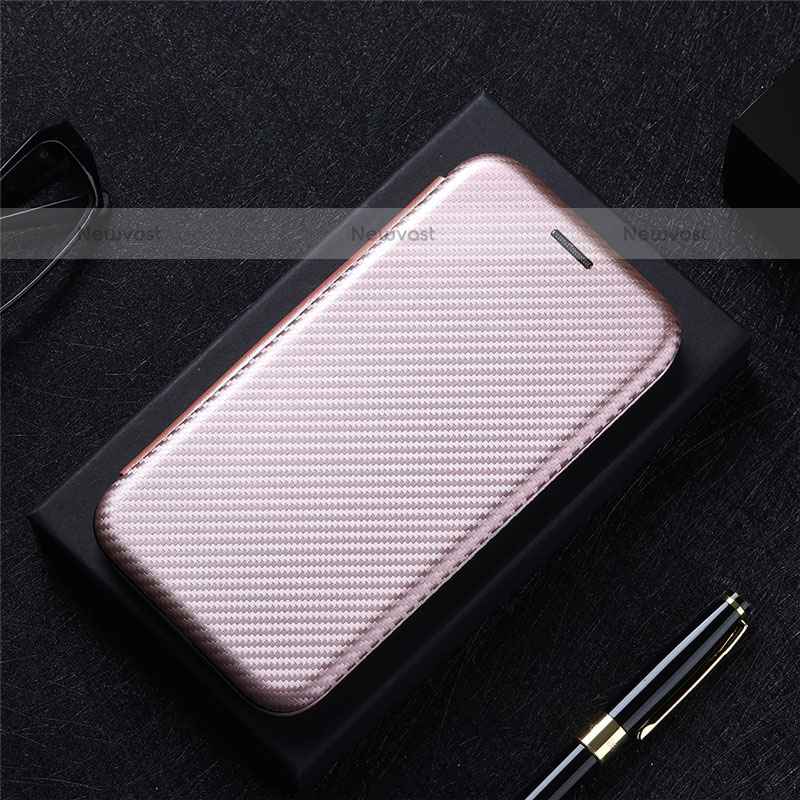 Leather Case Stands Flip Cover Holder L01Z for Oppo A55 4G Rose Gold