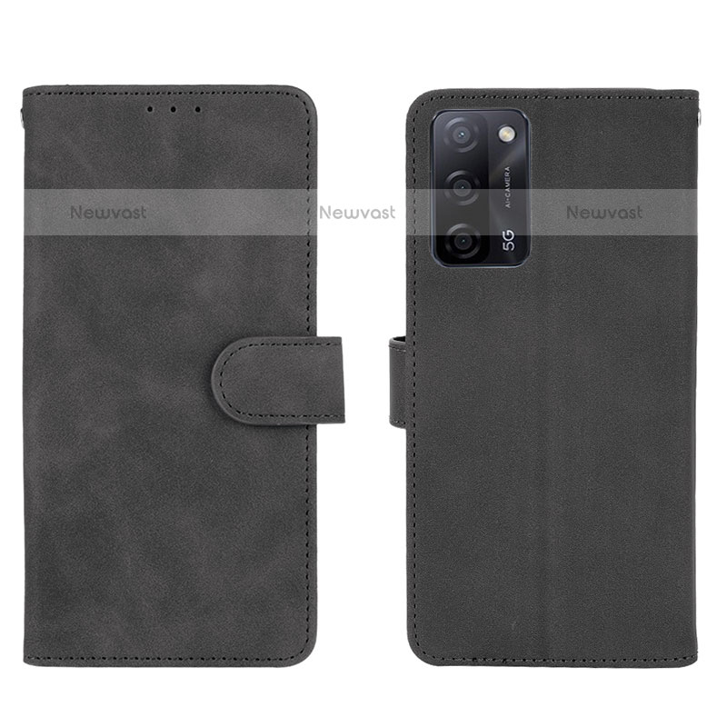 Leather Case Stands Flip Cover Holder L01Z for Oppo A55 5G Black