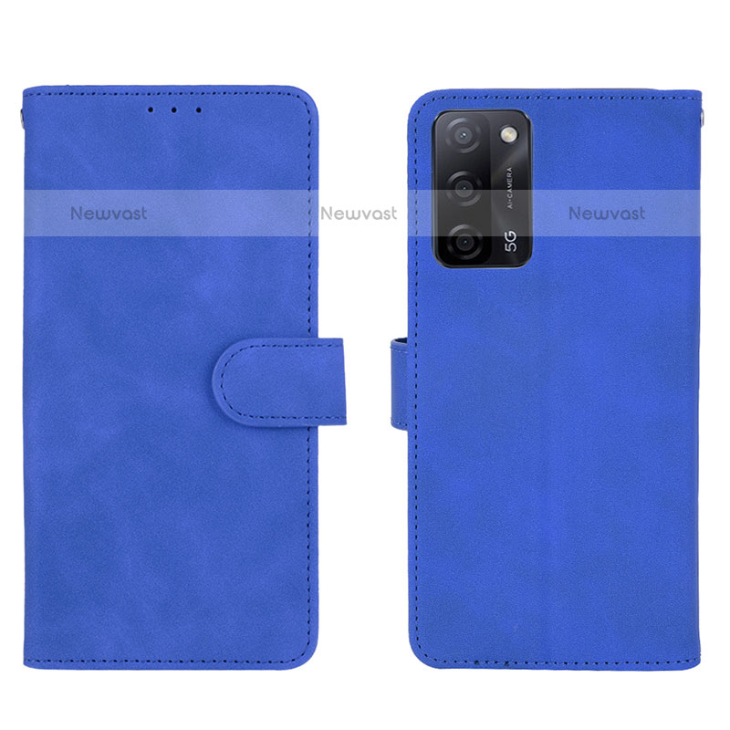 Leather Case Stands Flip Cover Holder L01Z for Oppo A55 5G Blue