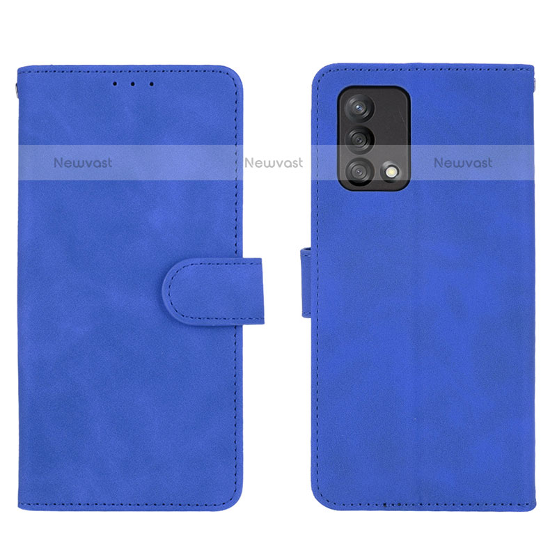 Leather Case Stands Flip Cover Holder L01Z for Oppo A74 4G Blue