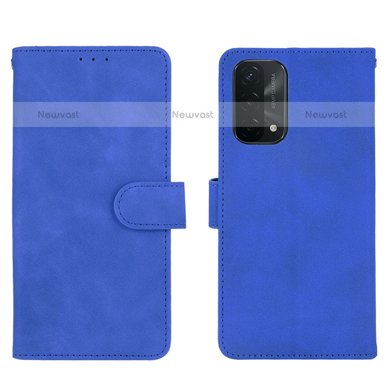 Leather Case Stands Flip Cover Holder L01Z for Oppo A93 5G Blue