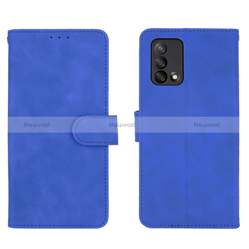 Leather Case Stands Flip Cover Holder L01Z for Oppo A95 4G Blue