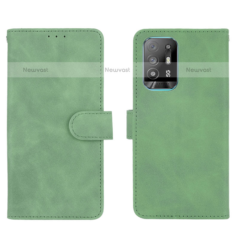 Leather Case Stands Flip Cover Holder L01Z for Oppo A95 5G Green