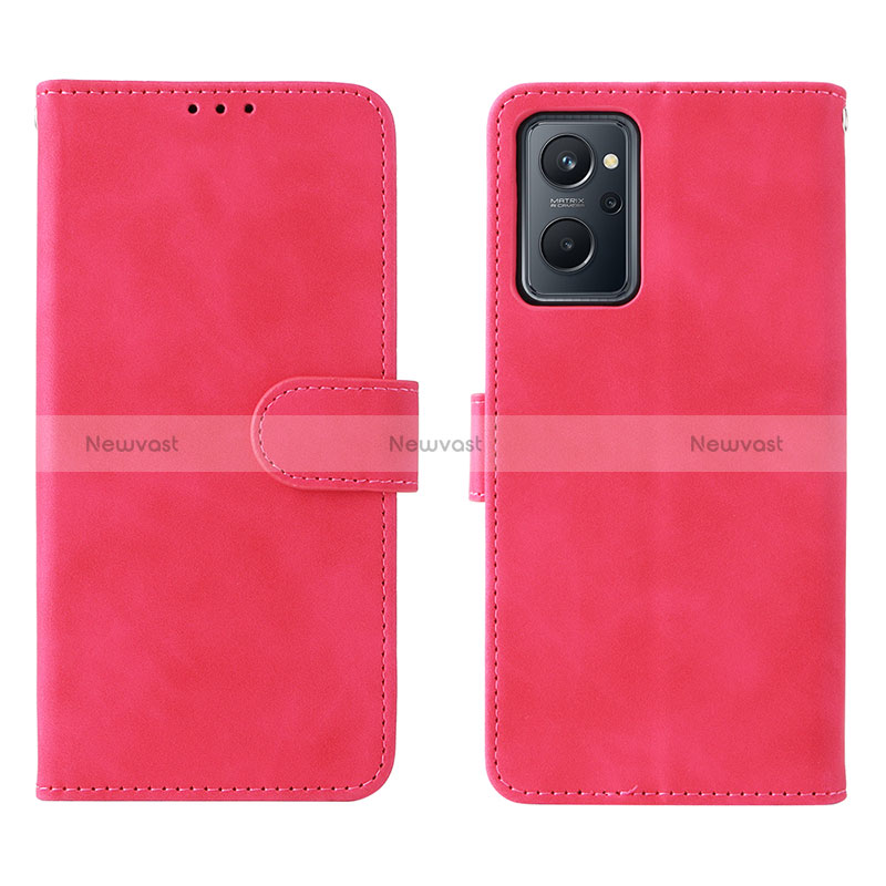 Leather Case Stands Flip Cover Holder L01Z for Oppo A96 4G Hot Pink