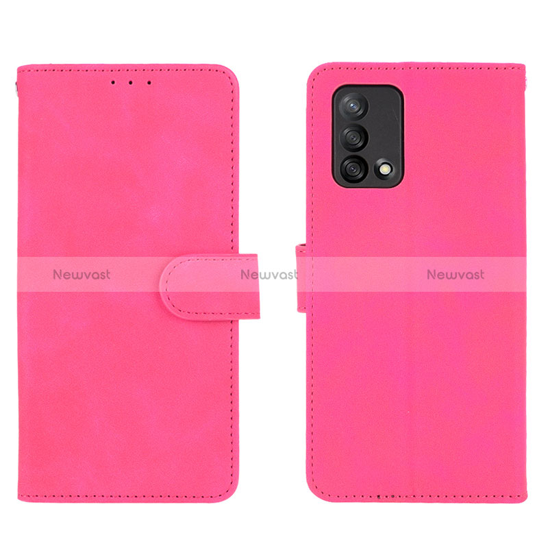 Leather Case Stands Flip Cover Holder L01Z for Oppo F19 Hot Pink