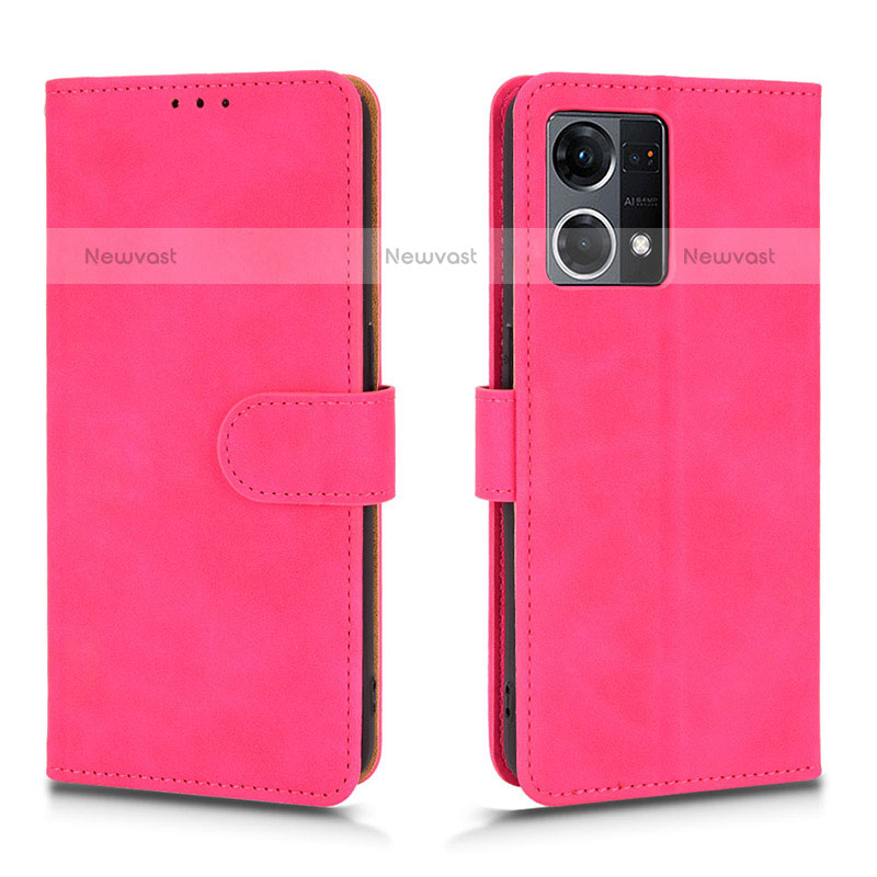 Leather Case Stands Flip Cover Holder L01Z for Oppo F21 Pro 4G Hot Pink