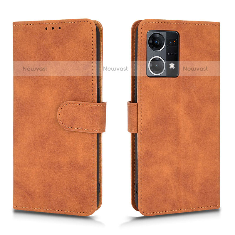 Leather Case Stands Flip Cover Holder L01Z for Oppo F21s Pro 4G Brown