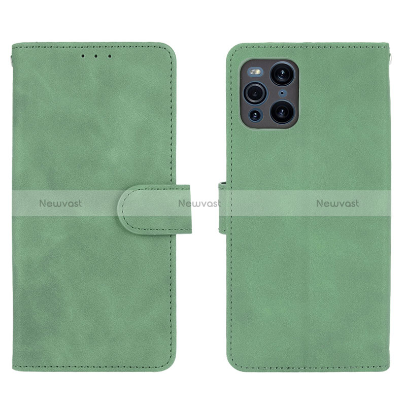 Leather Case Stands Flip Cover Holder L01Z for Oppo Find X3 5G Green