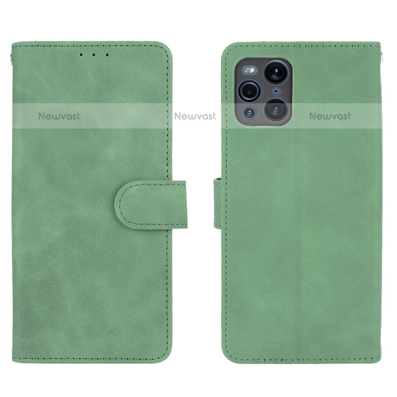 Leather Case Stands Flip Cover Holder L01Z for Oppo Find X3 Pro 5G Green