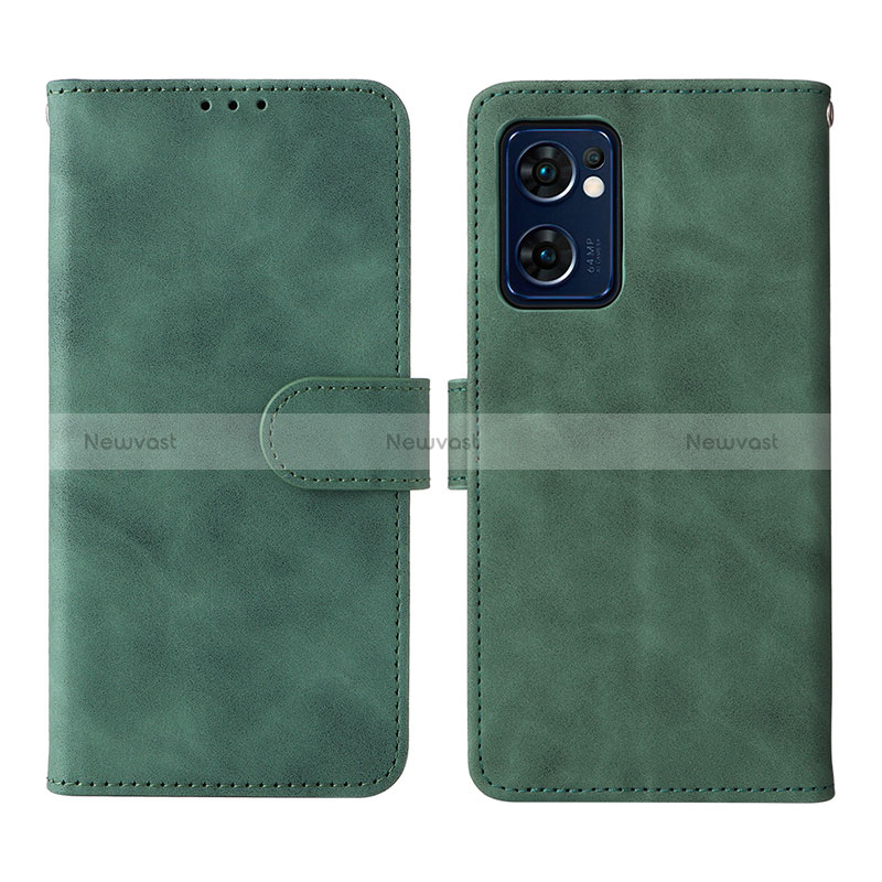 Leather Case Stands Flip Cover Holder L01Z for Oppo Find X5 Lite 5G Green
