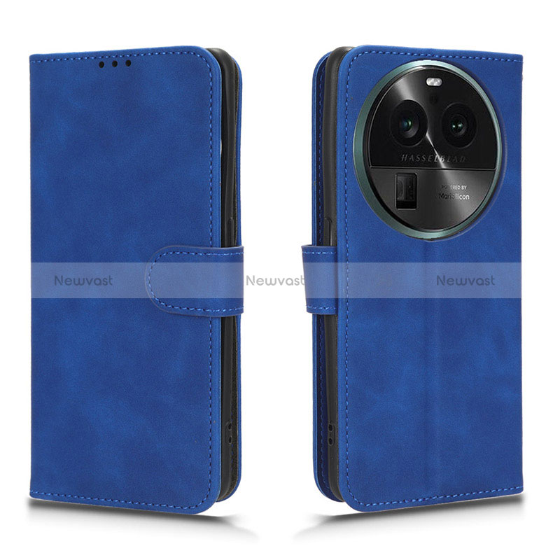 Leather Case Stands Flip Cover Holder L01Z for Oppo Find X6 5G Blue