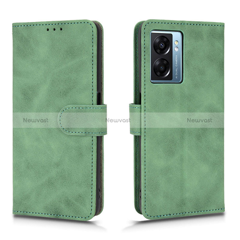 Leather Case Stands Flip Cover Holder L01Z for Oppo K10 5G India Green