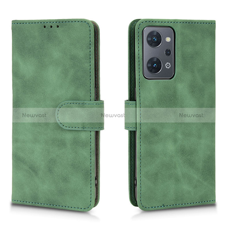 Leather Case Stands Flip Cover Holder L01Z for Oppo Reno7 A Green