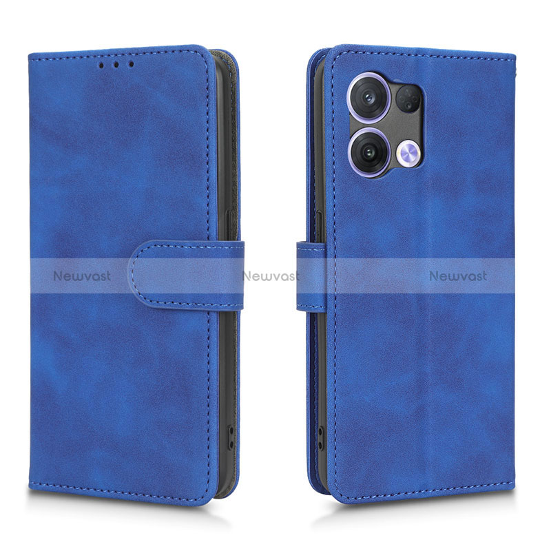 Leather Case Stands Flip Cover Holder L01Z for Oppo Reno8 5G Blue