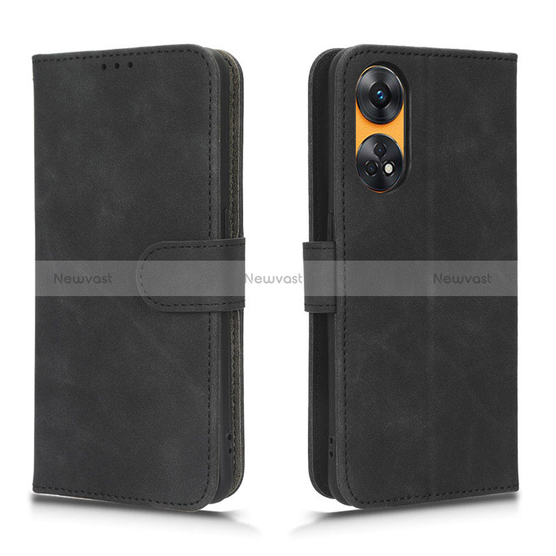 Leather Case Stands Flip Cover Holder L01Z for Oppo Reno8 T 4G Black