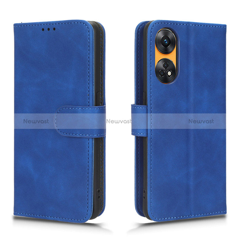 Leather Case Stands Flip Cover Holder L01Z for Oppo Reno8 T 4G Blue