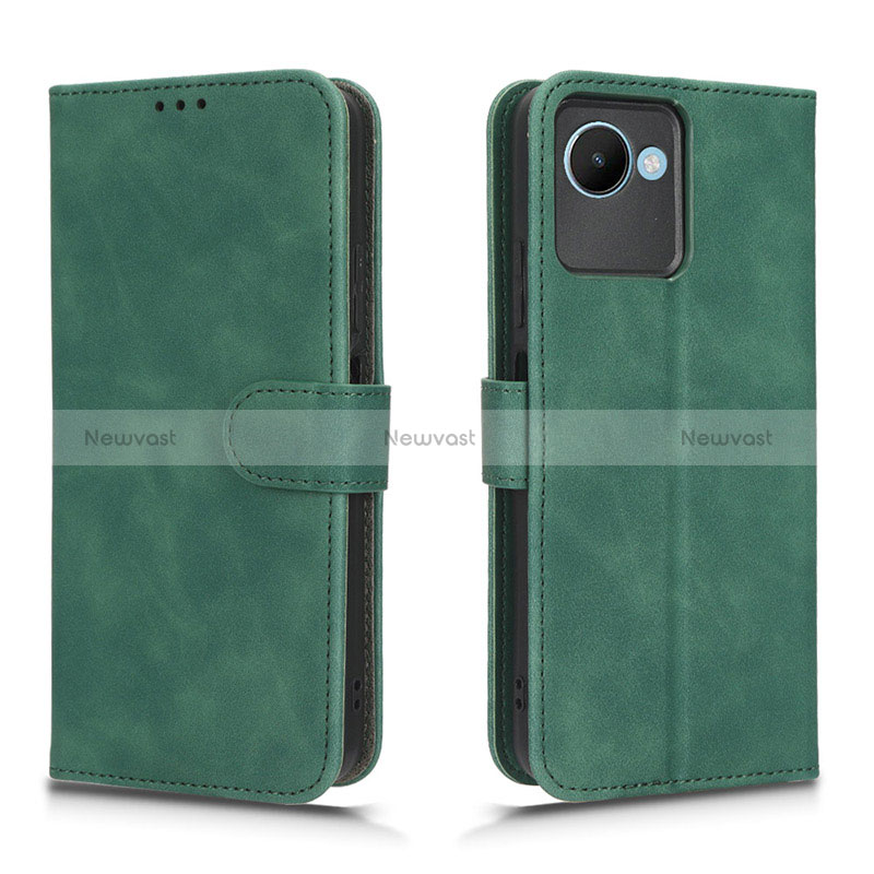 Leather Case Stands Flip Cover Holder L01Z for Realme C30 Green