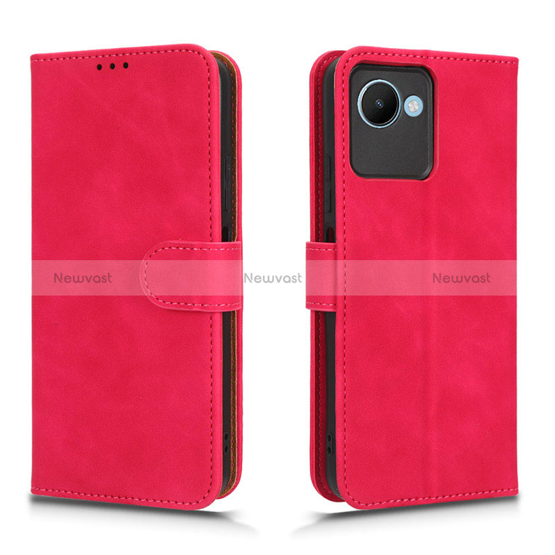 Leather Case Stands Flip Cover Holder L01Z for Realme C30 Hot Pink