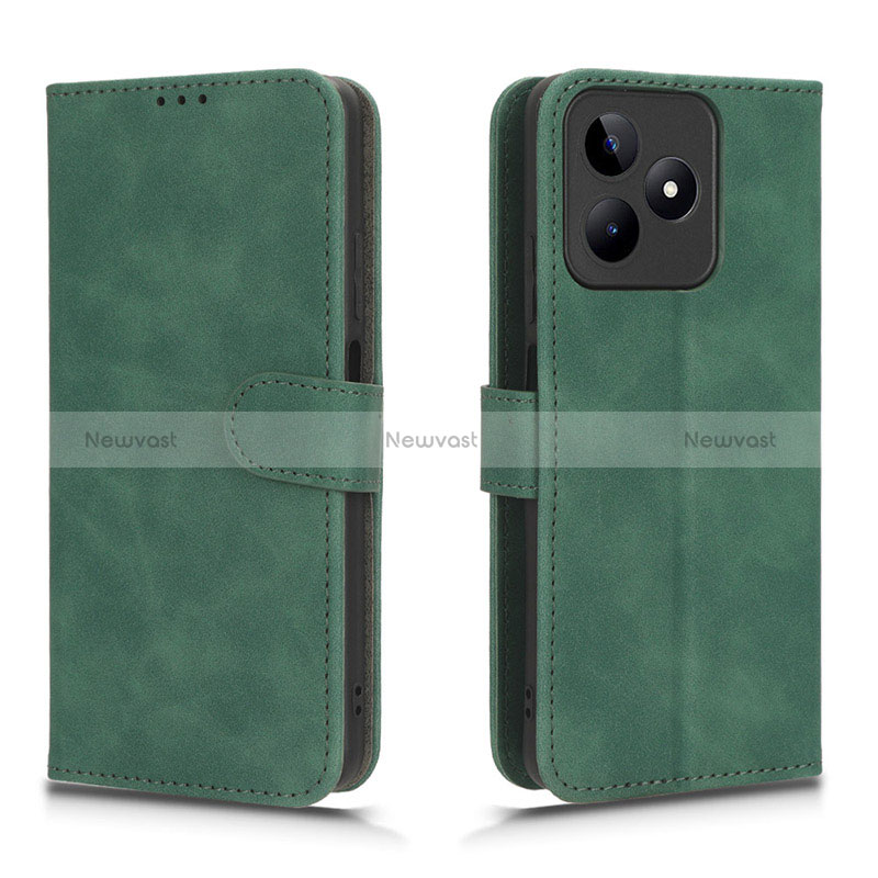 Leather Case Stands Flip Cover Holder L01Z for Realme C51 Green