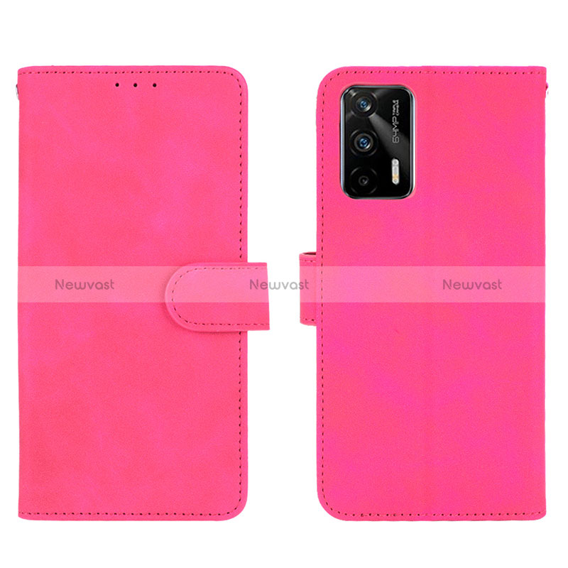 Leather Case Stands Flip Cover Holder L01Z for Realme GT 5G Hot Pink