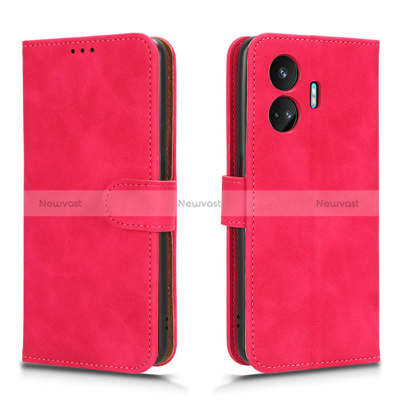 Leather Case Stands Flip Cover Holder L01Z for Realme GT Neo5 SE 5G Hot Pink