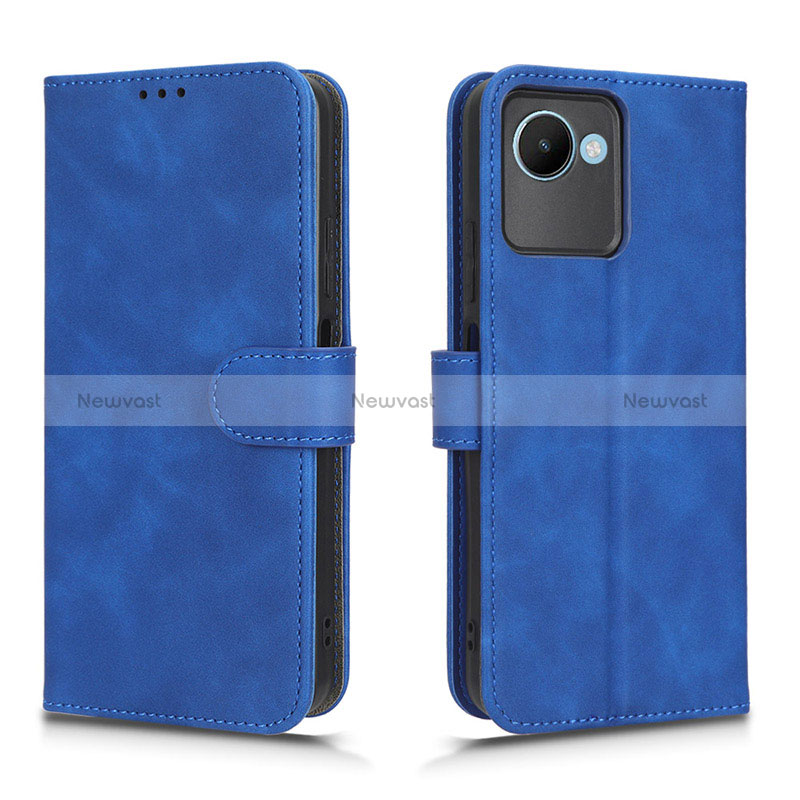 Leather Case Stands Flip Cover Holder L01Z for Realme Narzo 50i Prime Blue