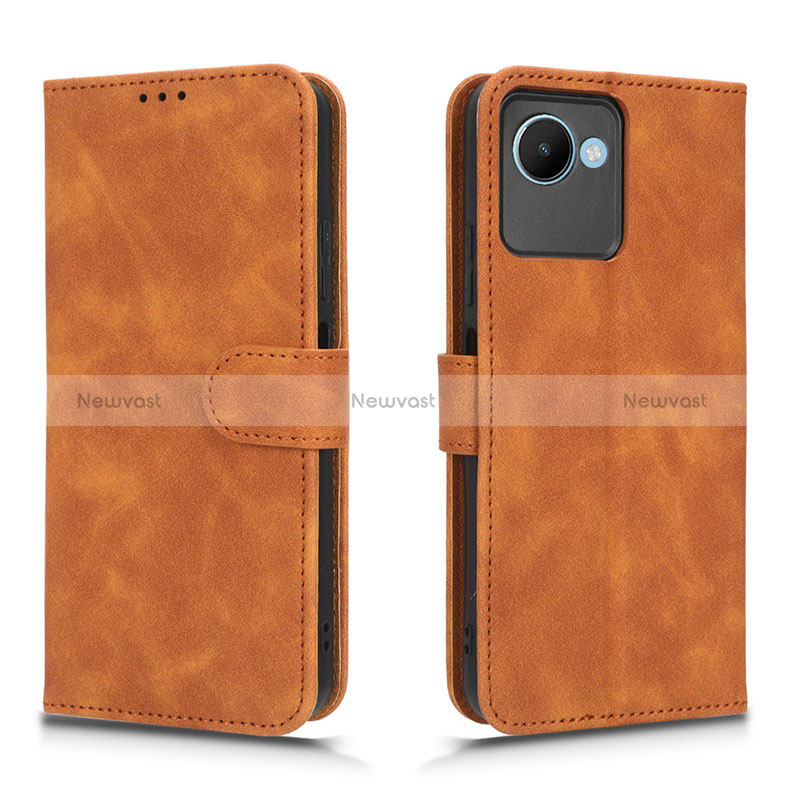 Leather Case Stands Flip Cover Holder L01Z for Realme Narzo 50i Prime Brown