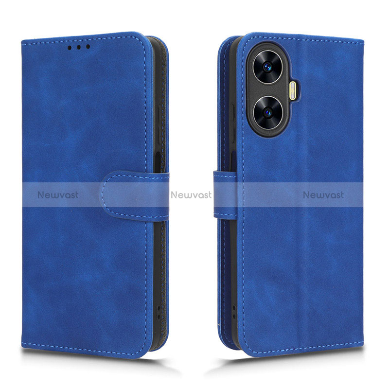 Leather Case Stands Flip Cover Holder L01Z for Realme Narzo N55 Blue