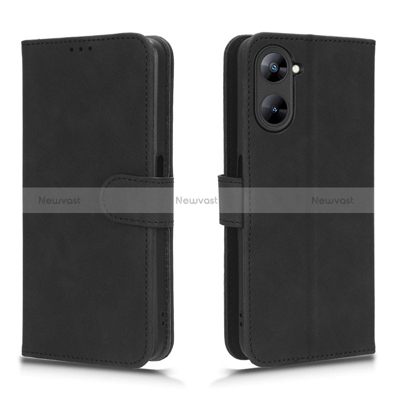 Leather Case Stands Flip Cover Holder L01Z for Realme Q5x 5G Black