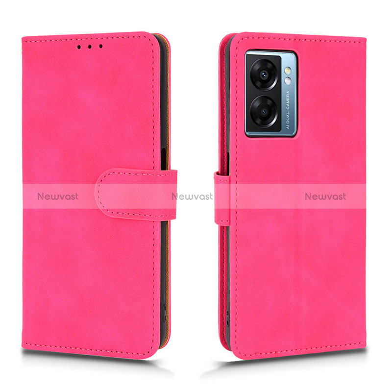 Leather Case Stands Flip Cover Holder L01Z for Realme V23 5G Hot Pink