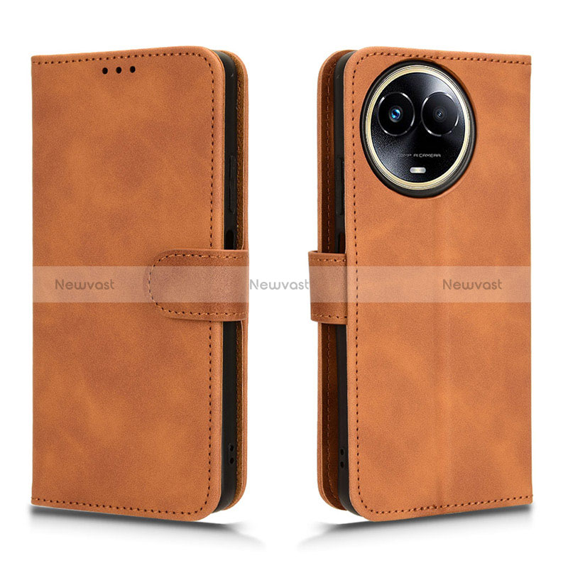 Leather Case Stands Flip Cover Holder L01Z for Realme V50 5G Brown