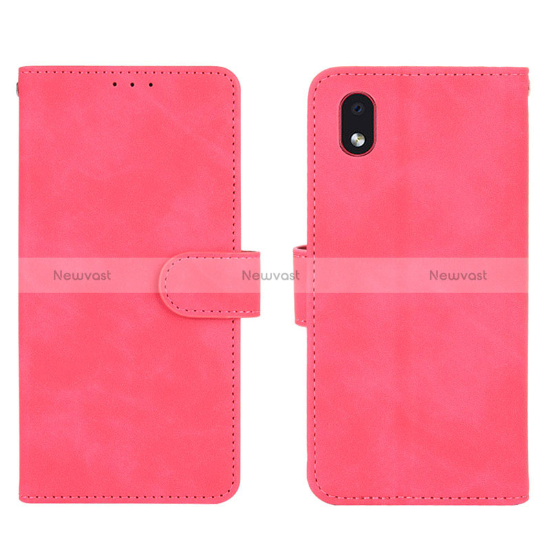 Leather Case Stands Flip Cover Holder L01Z for Samsung Galaxy A01 Core Hot Pink